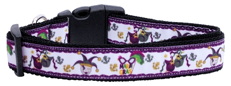 Mardi Gras Nylon Dog Collar SM